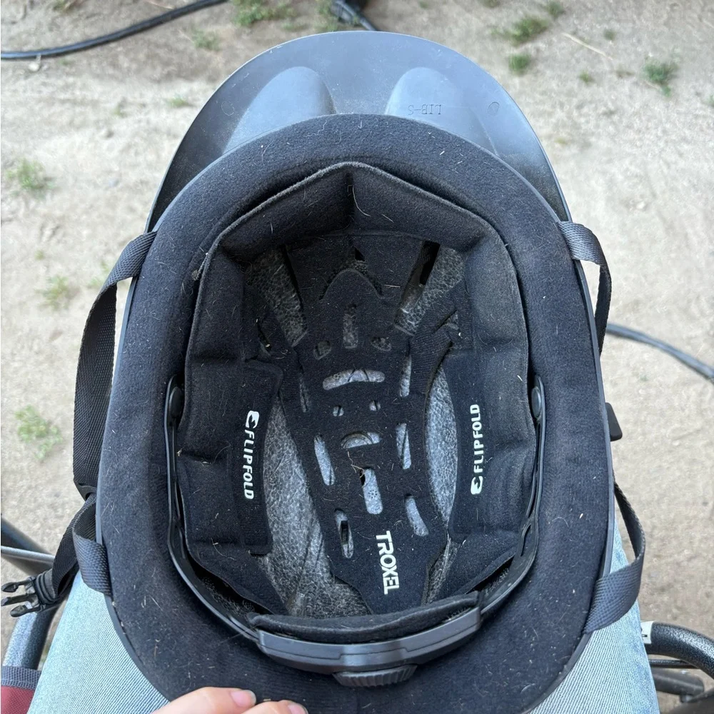 Black and Brown Riding Helmet with Sunflower Design - Picture 4 of 4